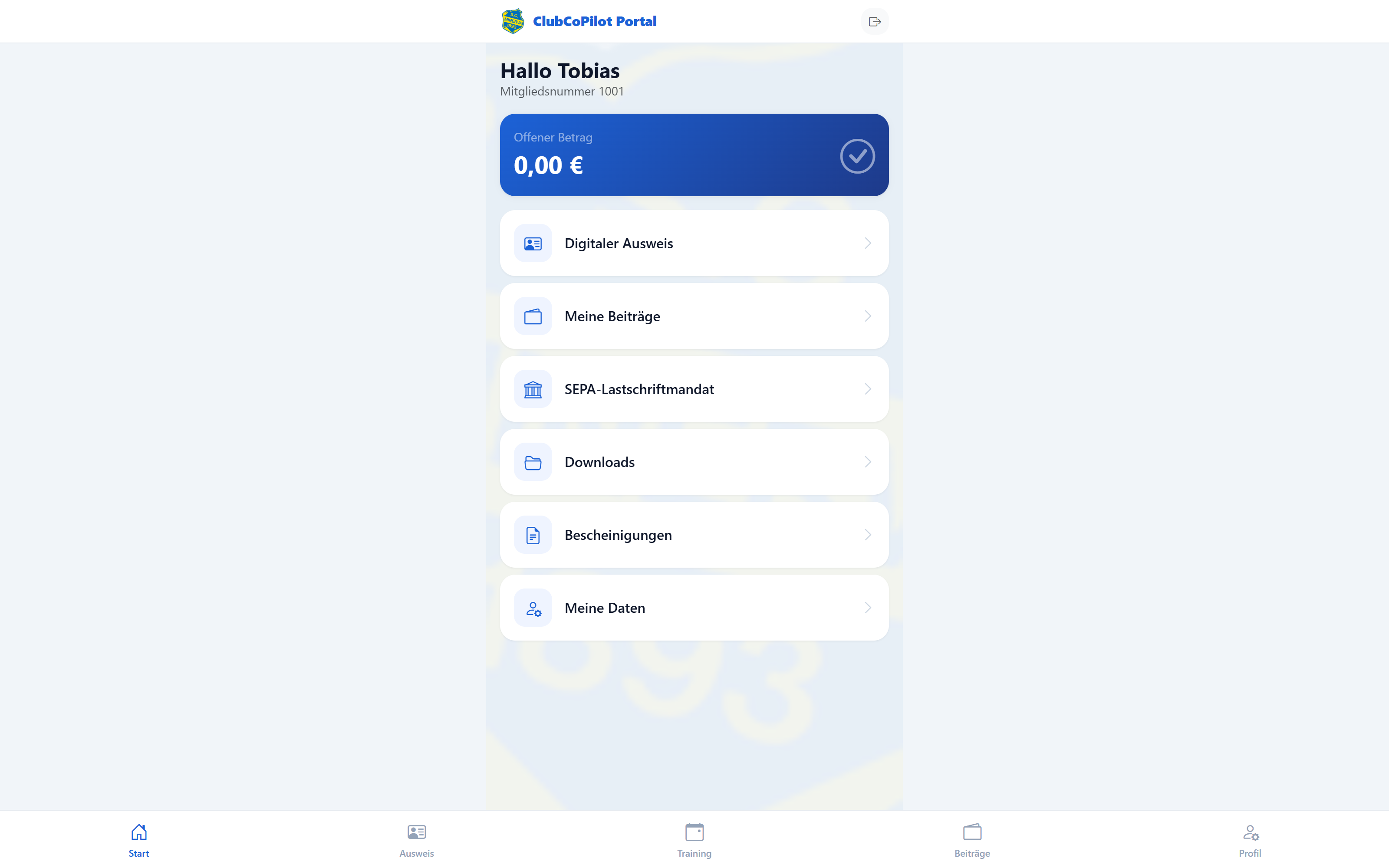 Portal-Startseite im Desktop-Browser