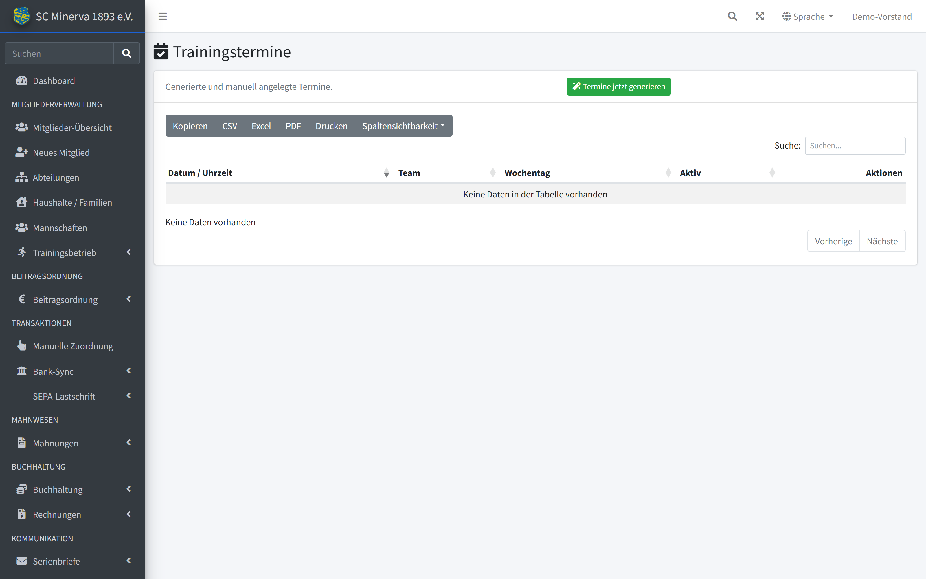 Trainingstermine