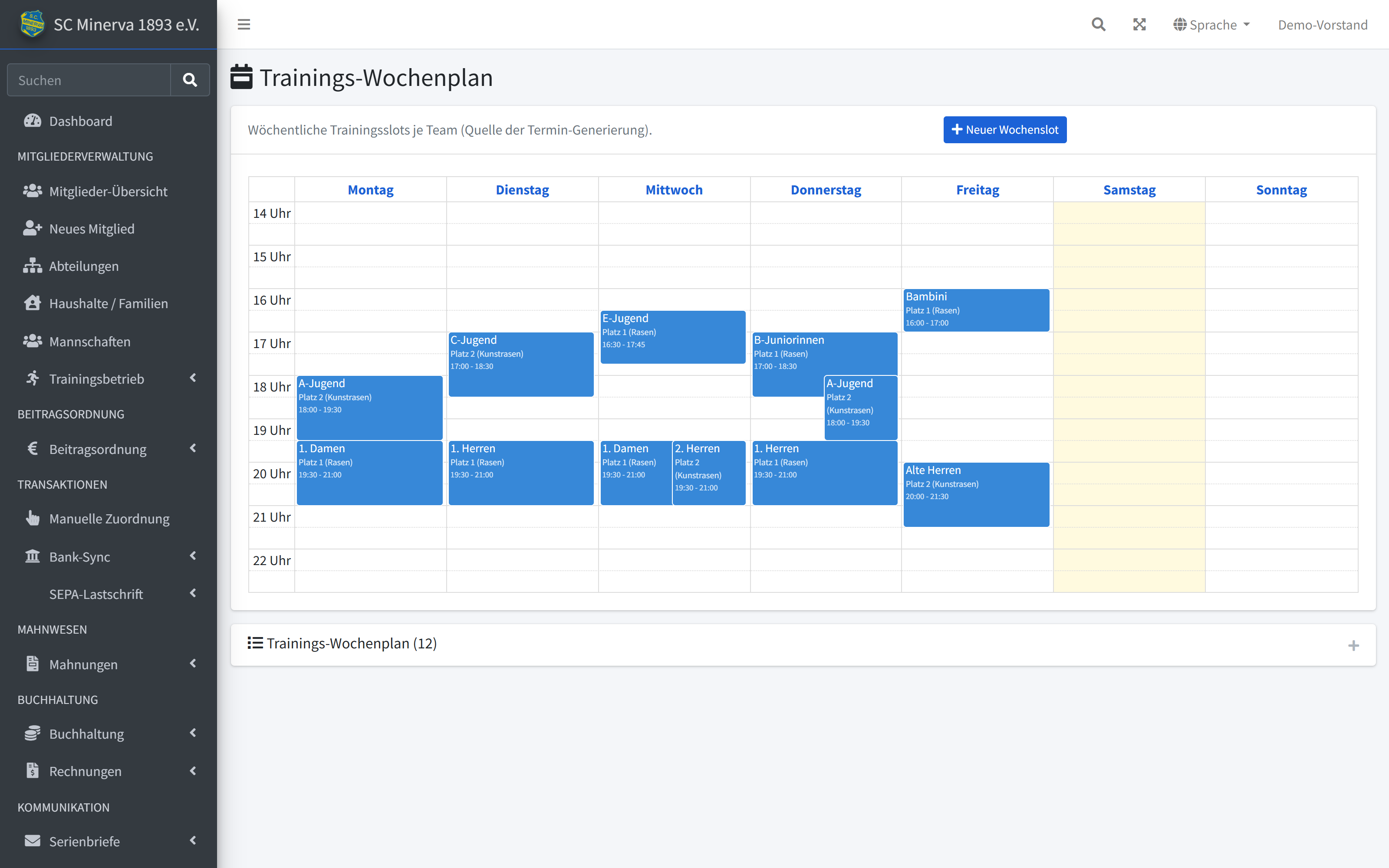 Trainings-Wochenplan