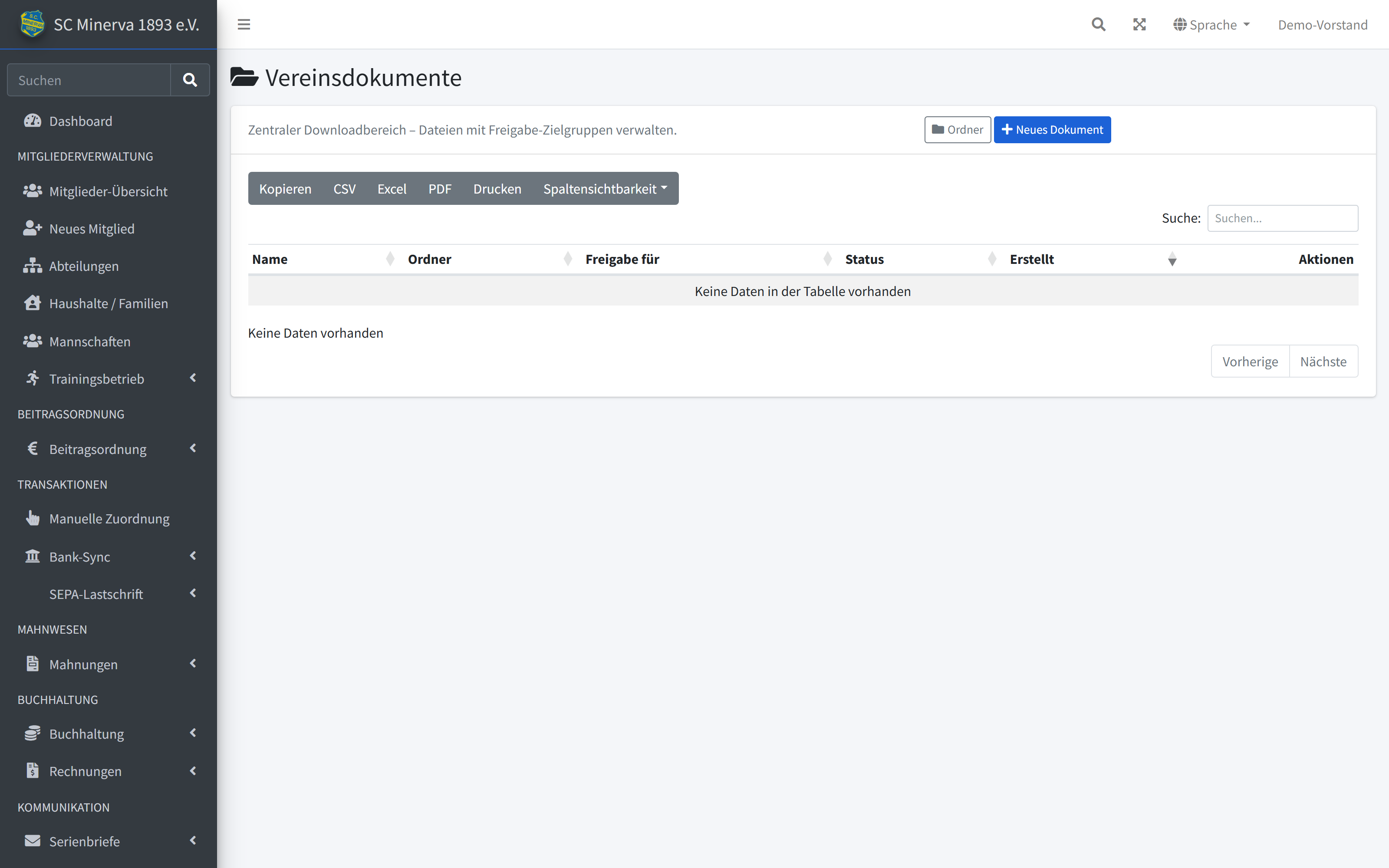 Vereinsdokumente